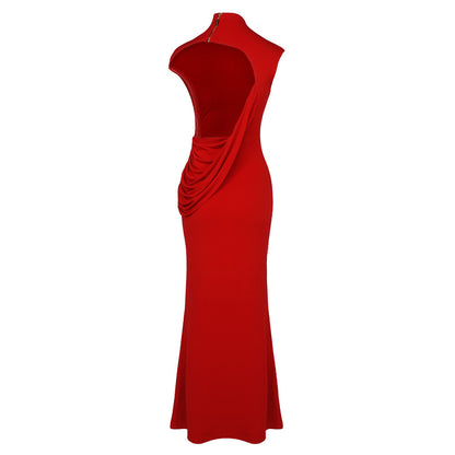 Draped Backless Maxi Dress Red HV0063
