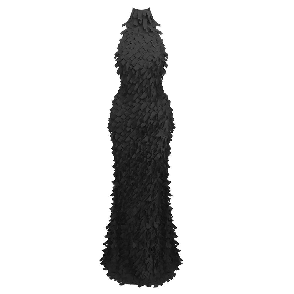 Halter Petal Detail Maxi Dress  HV0156
