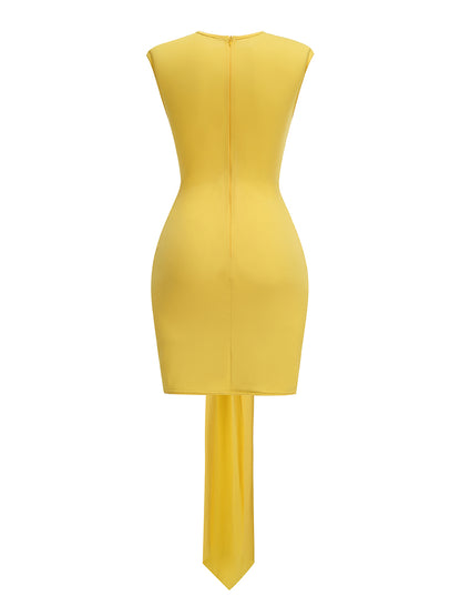 Draped Cut Out Detail Dress Yellow HV3073
