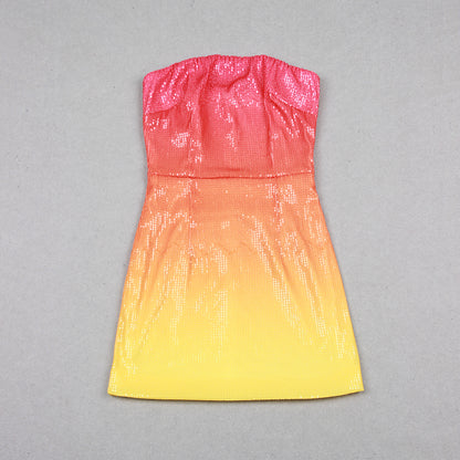 Strapless Sequin Dress Rainbow HV9905