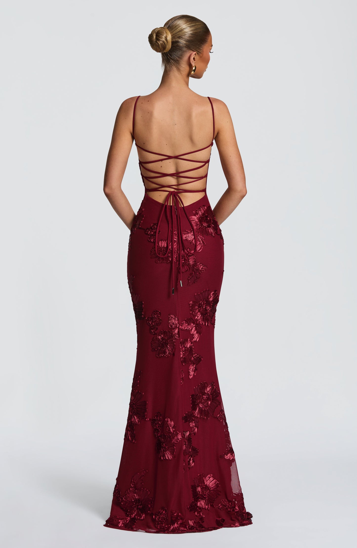 Halter Floral Strappy Backless Maxi Dress Red HV2963