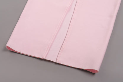 Strapless Bow Detail Maxi Dress Pink  HV109