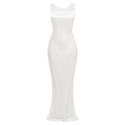 Mesh Insert Maxi Dress White HV1919