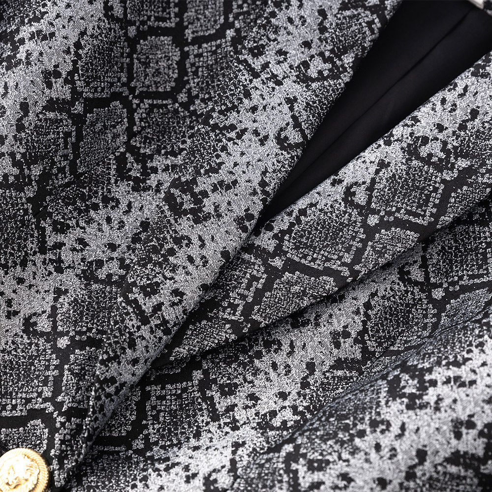 Long Sleeve Snake Print Blazer Grey