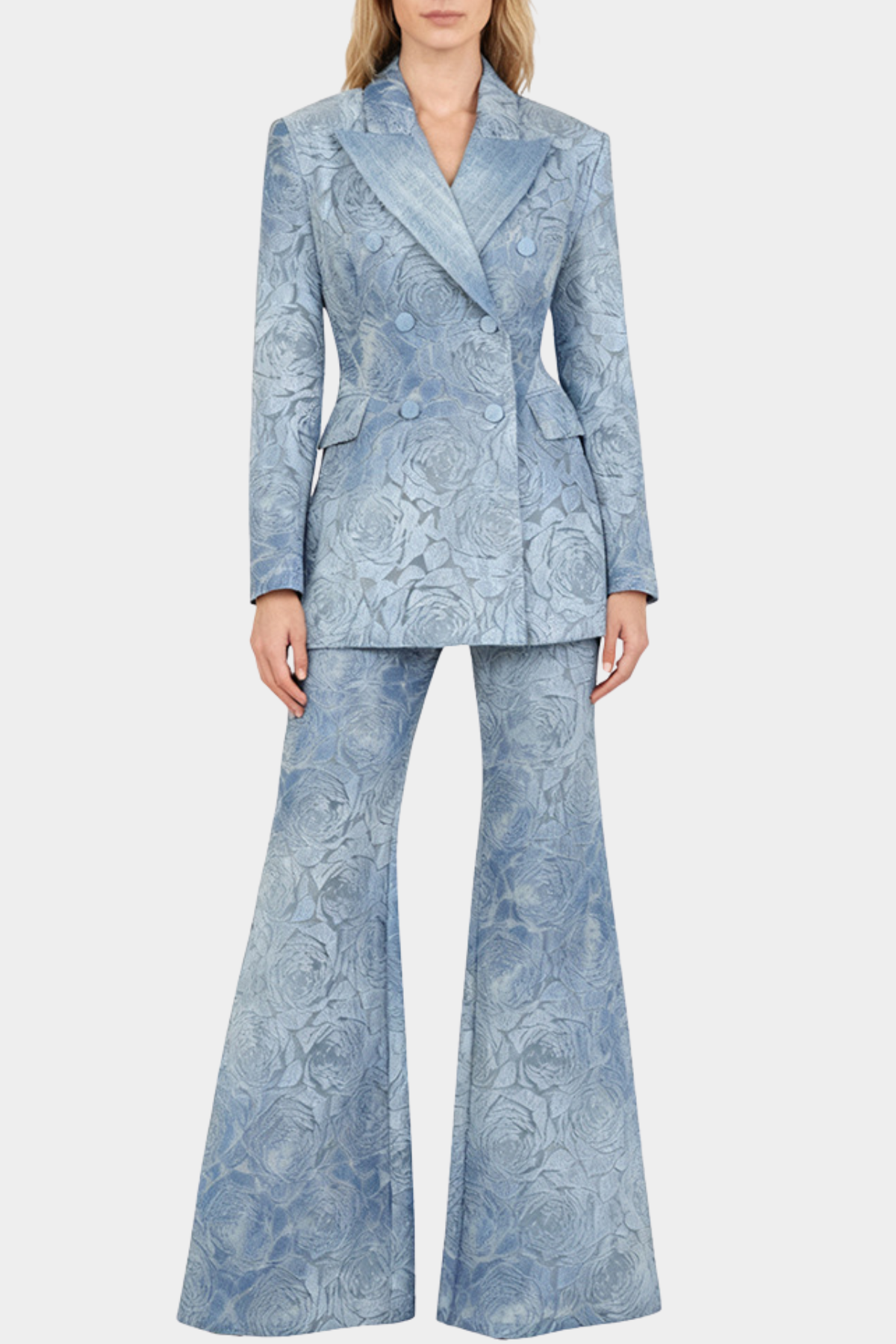 Floral Denim Suit Blue HV2805