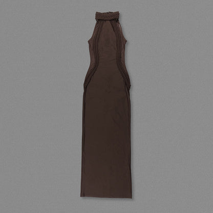 Braided Mesh Insert Maxi Dress Brown HV2644