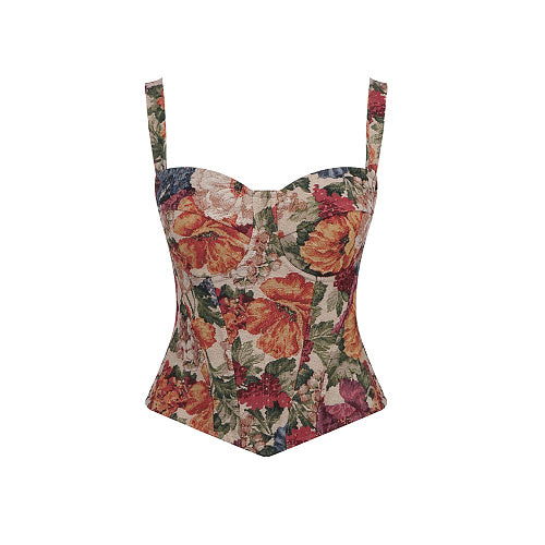 Floral Structured Bustier Top HV3038