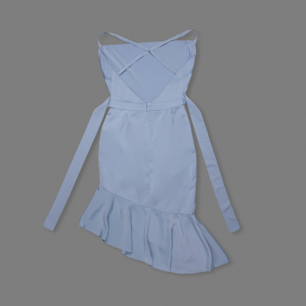 Ruffle Hem Midi Dress Blue HV0006