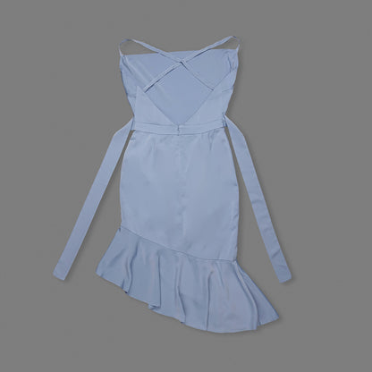 Ruffle Hem Midi Dress Blue HV0006