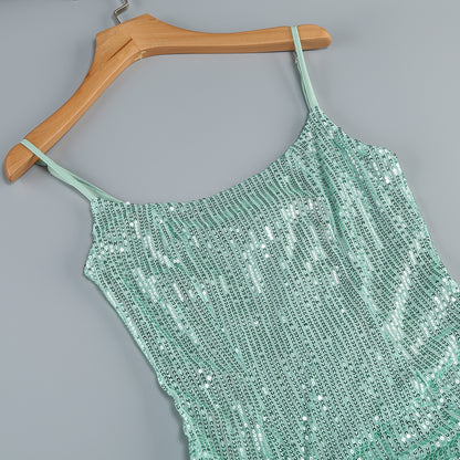 Sequin Corset Maxi Dress Green HV2071