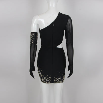 Long Sleeve Studded Dress Black HV9280