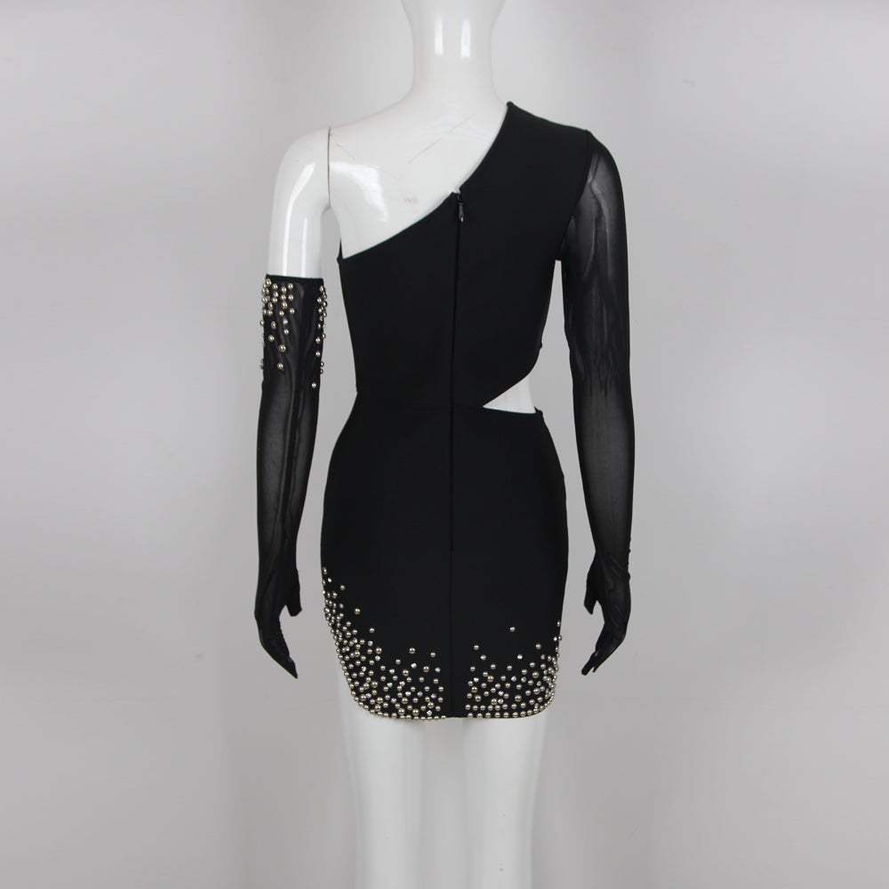 Long Sleeve Studded Dress Black HV9280