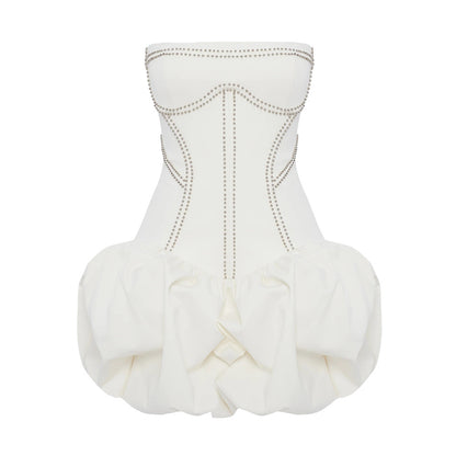 Strapless Studded Puff Dress White HV2599