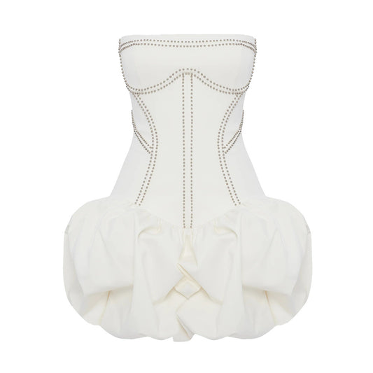 Strapless Studded Puff Dress White HV2599
