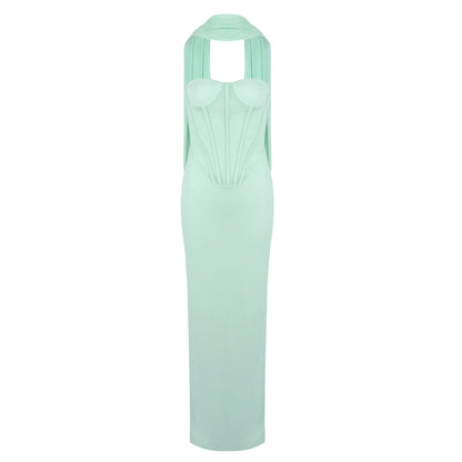 Strapless Bustier Maxi Dress Green HV2616