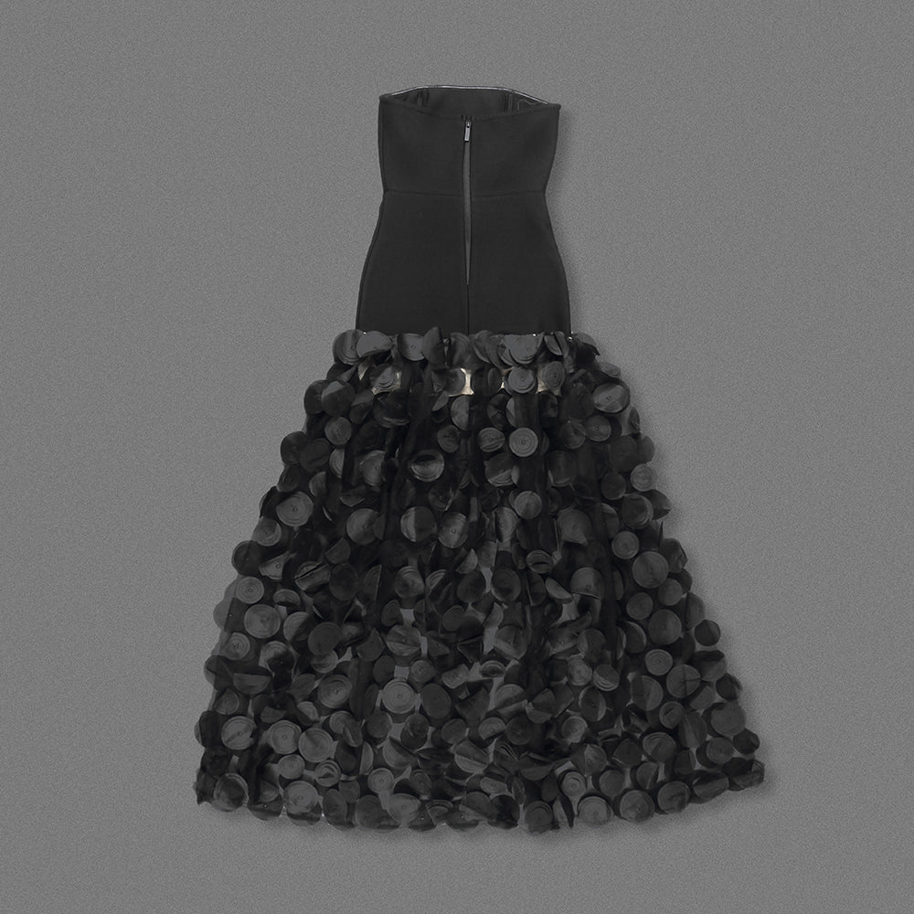 Strapless A Line Maxi Dress Black