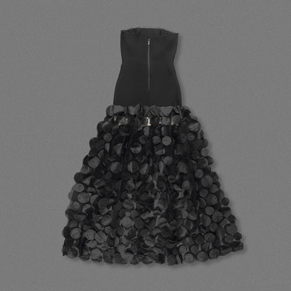 Strapless A Line Maxi Dress Black