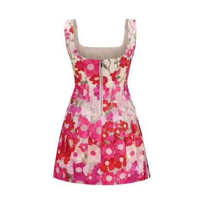 Floral A Line Dress Hot Pink HV1590