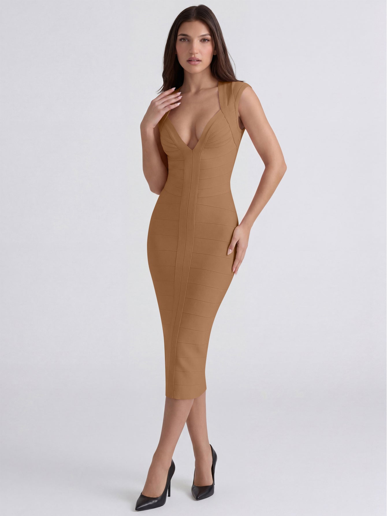Sweetheart Neckline Midi Dress HV3164
