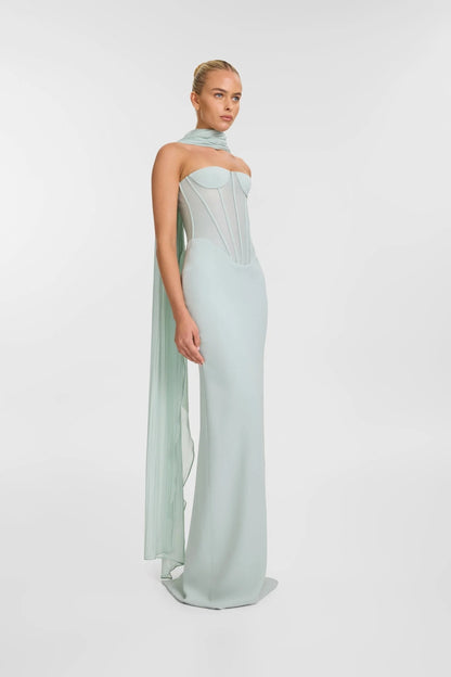 Strapless Bustier Maxi Dress Green HV2616