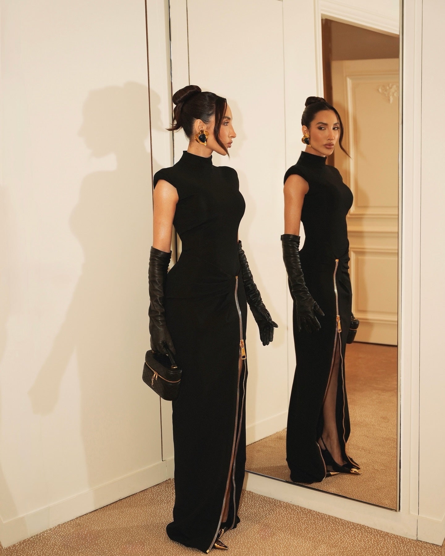 Zipper Detail Maxi Dress Black HV2892