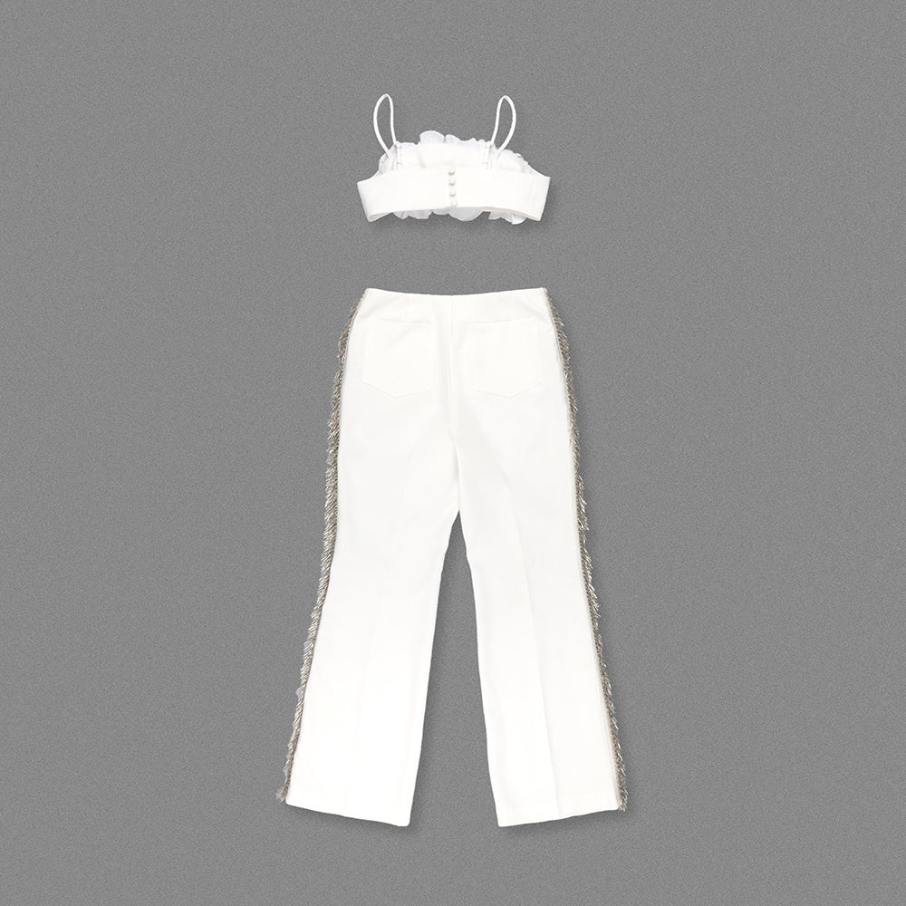 Floral Detail Two Piece Jumpsuit White HV2634