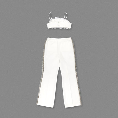 Floral Detail Two Piece Jumpsuit White HV2634