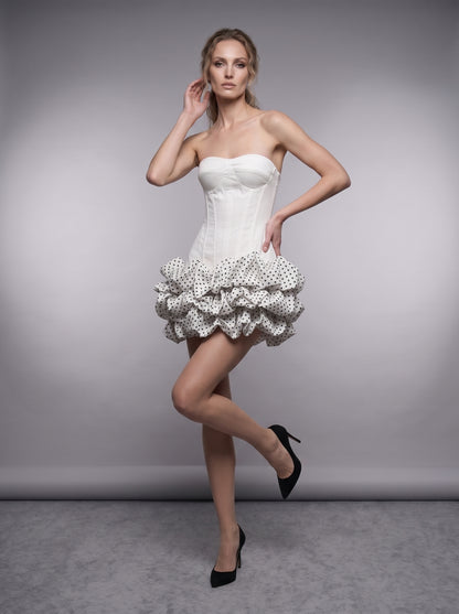 Strapless Bustier Polka Dot Bubble Dress HV3134
