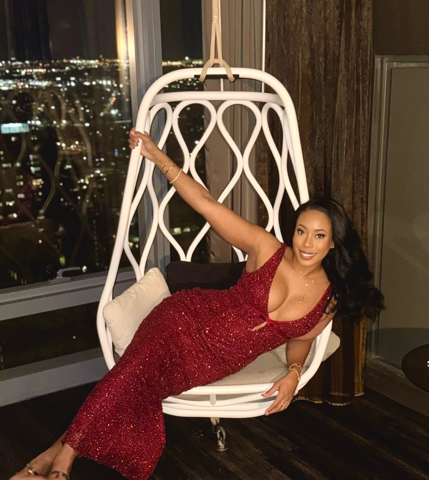 Embellished Plunge V Neck Maxi Dress Burgundy HV2788