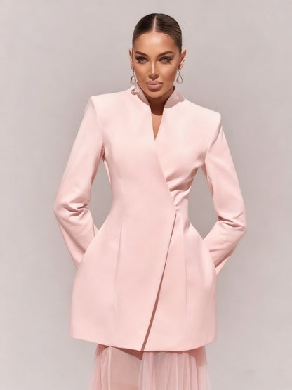 Long Sleeve Mesh Maxi Two Piece Dress Pink HV2572