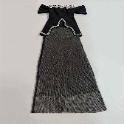 Crystal Two Piece Maxi Dress Black HV2645