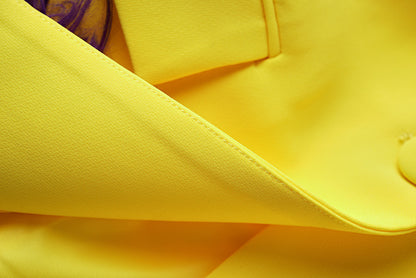 Long Sleeve Feather Detail Blazer Yellow Purple