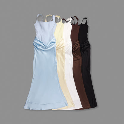Draped Corset Maxi Dress Light Blue HV0071