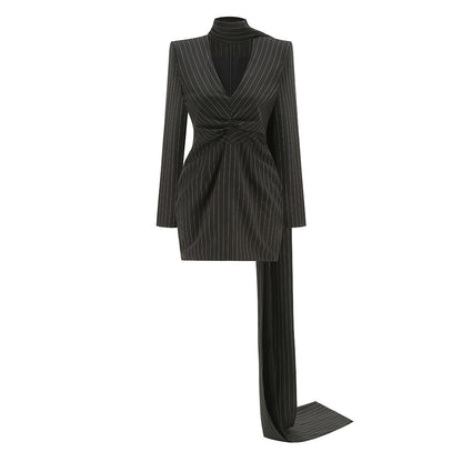 Long Sleeve Striped Dress Black HV2826