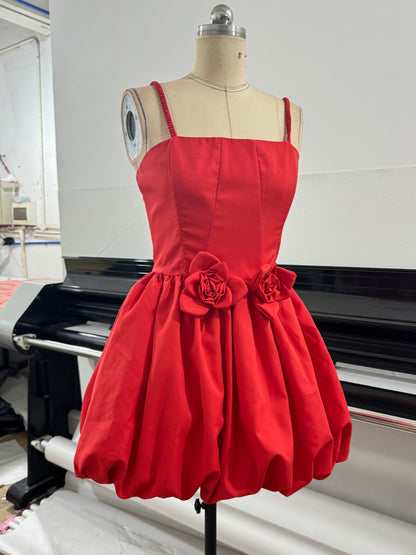 Floral Bubble Dress Red HV3075