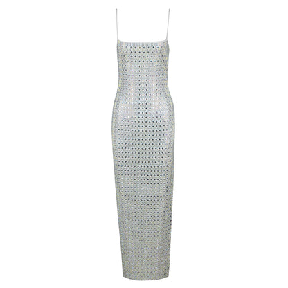 Embellished Backless Maxi Dress Grey HV1293