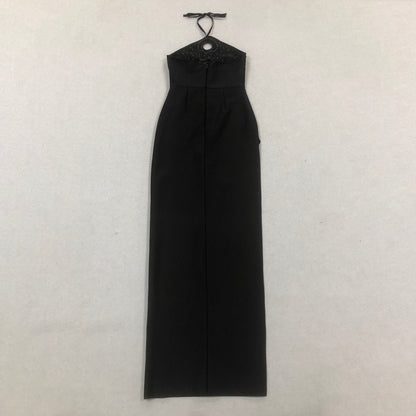Halter Embellished Cut Out Maxi Dress Black HV2103