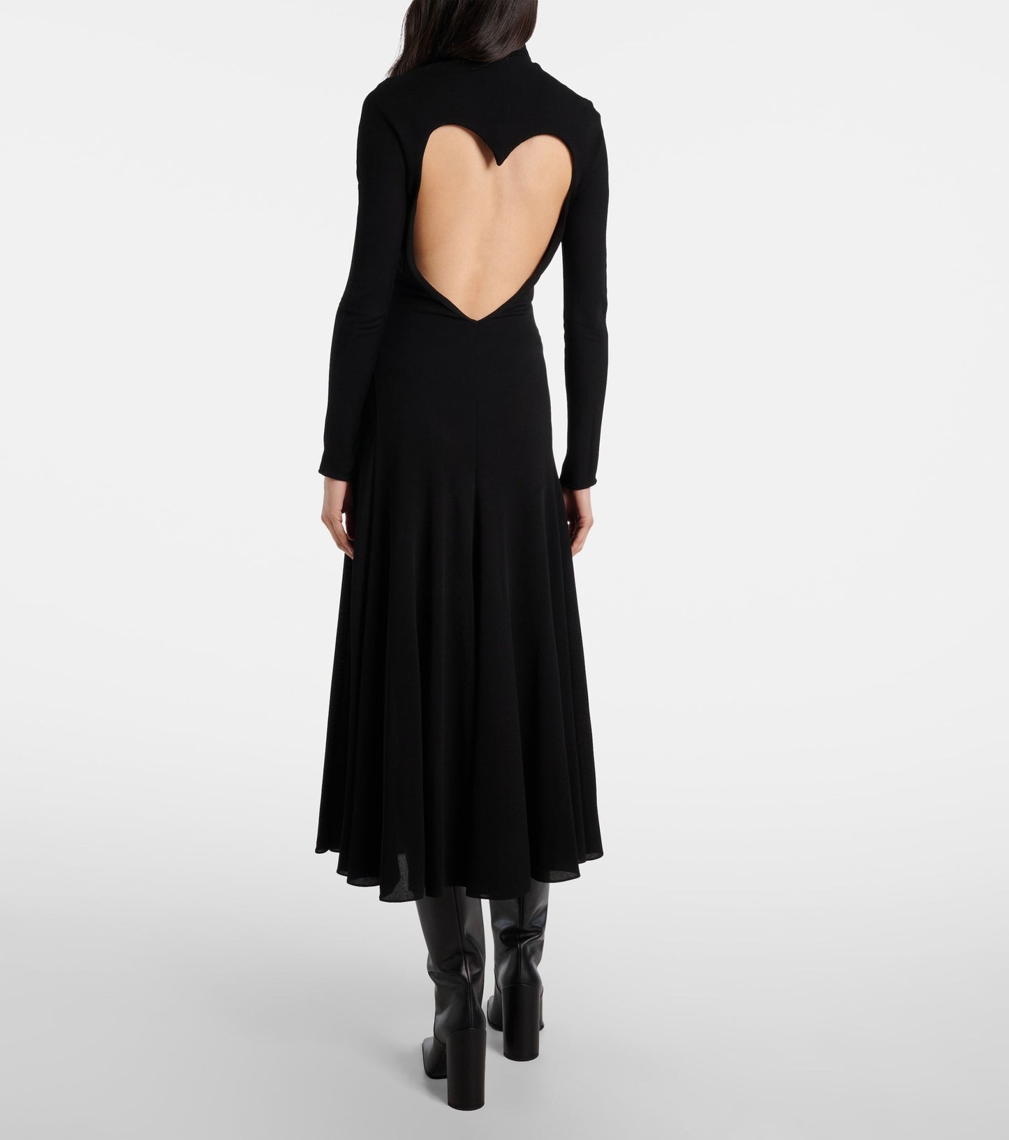 Long Sleeve Heart Cut Out Maxi Dress Black HV0046