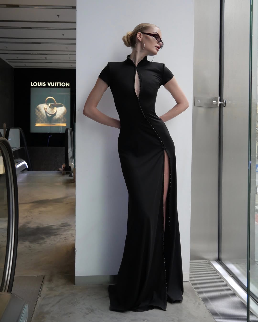 Short Sleeve Maxi Dress Black HV0081