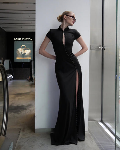 Short Sleeve Maxi Dress Black HV0081