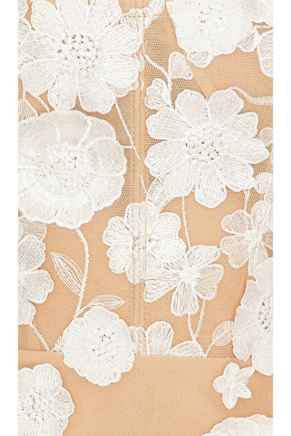 Floral Embroidered Maxi Dress White Nude HV1501