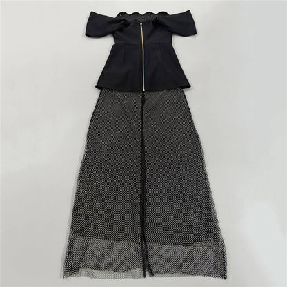 Crystal Two Piece Maxi Dress Black HV2645