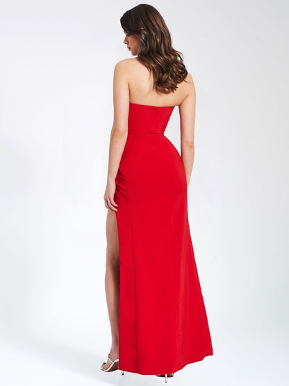 Crystal Strapless Maxi Dress Red HV1359