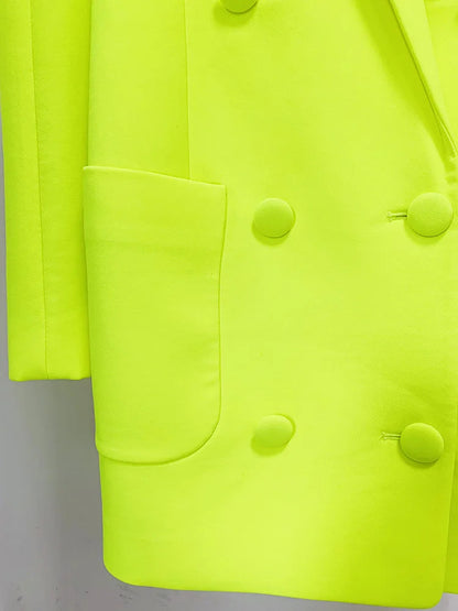 Long Sleeve Blazer Dress Neon