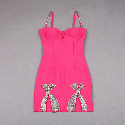 Rhinestone Hem Bustier Dress HV9284