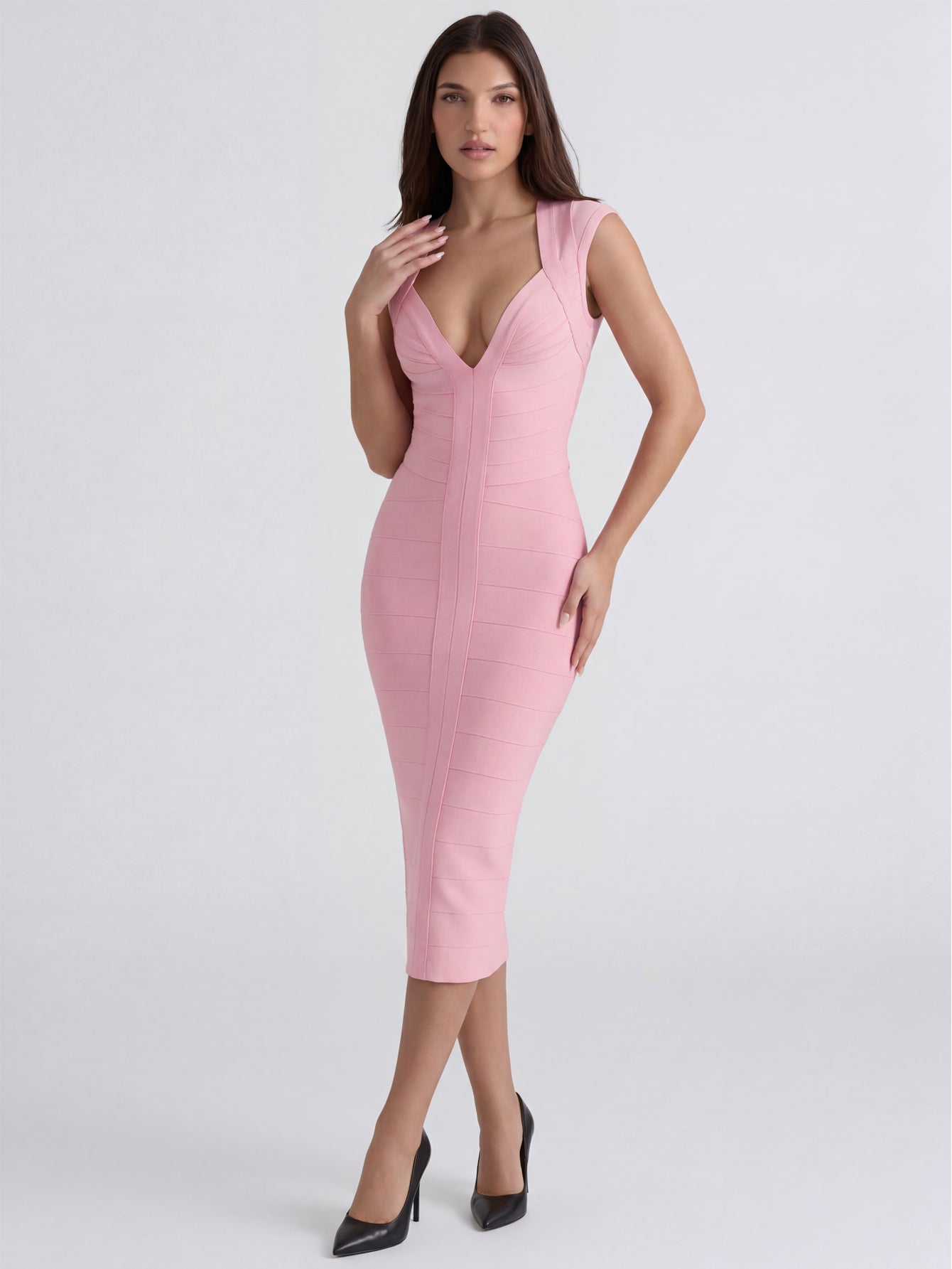 Sweetheart Neckline Midi Dress HV3164