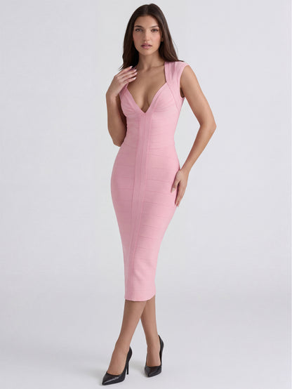 Sweetheart Neckline Midi Dress HV3164