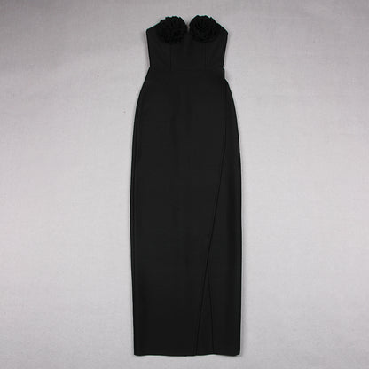 Strapless Rose Bustier Maxi Dress  HV9592
