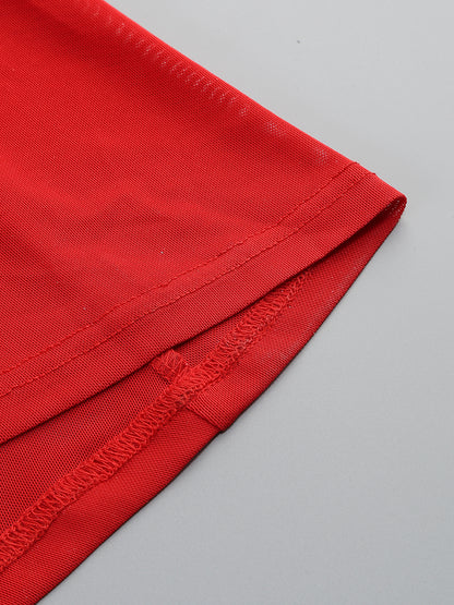 Floral Detail Maxi Dress Red