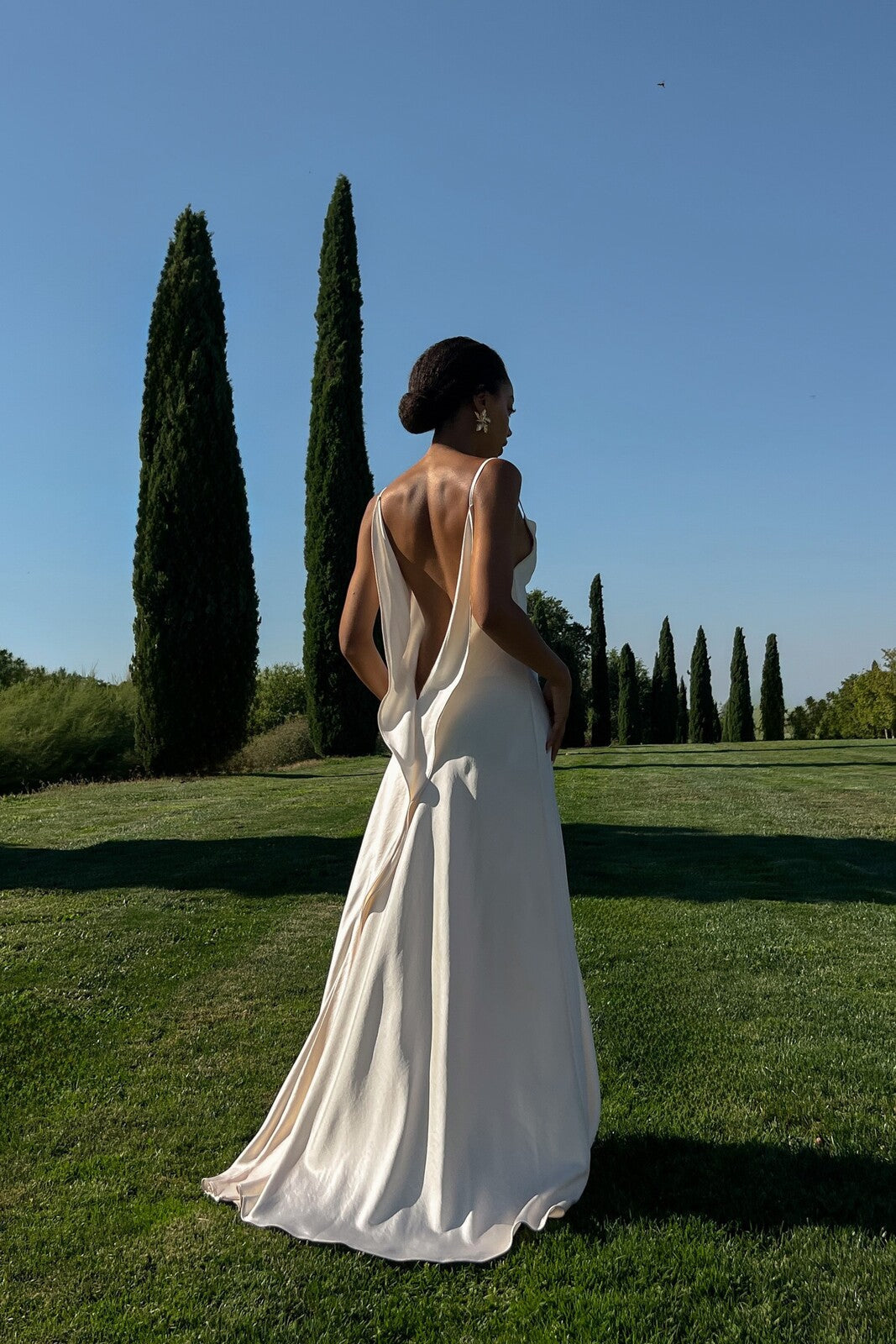 Backless A Line Maxi Dress White HV0116